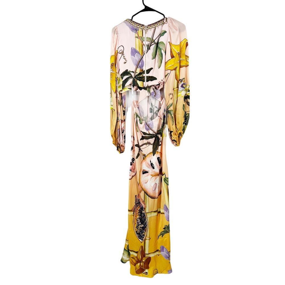 Camilla U-Ring Cut Out Dress in Original Sin‎ Silk Maxi Size L NEW - Picture 3 of 12
